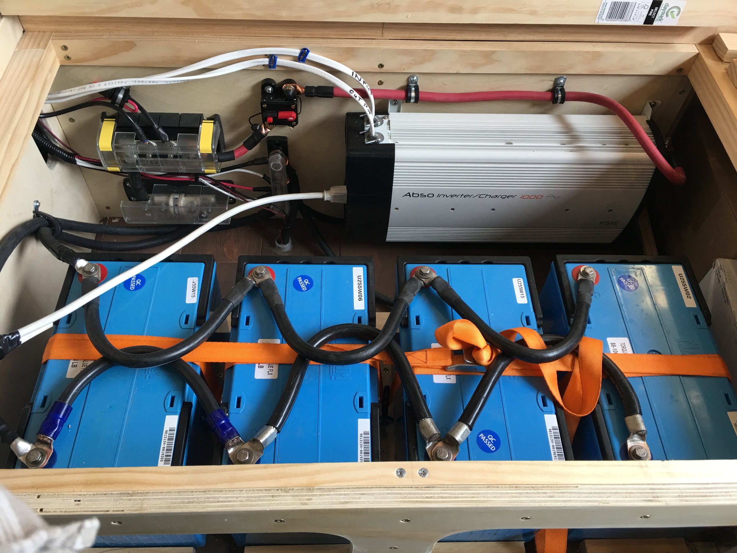 I’ve since moved the negative connection to the far side of the battery array, per the diagram below. It’s best practice.