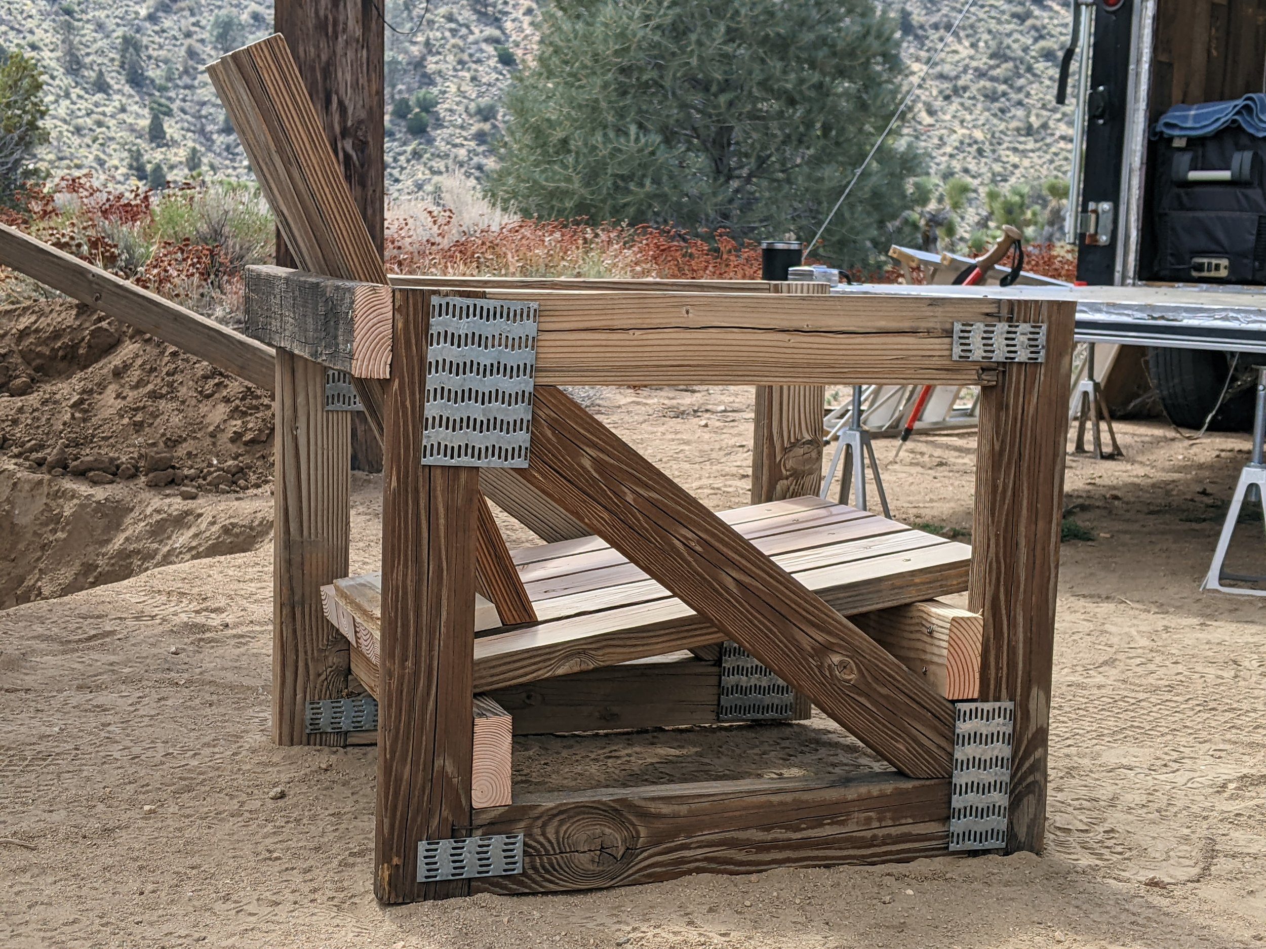 diy chair made out of salvaged lumber 2x4’s
